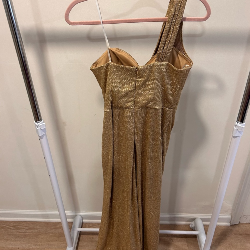 Xscape Gold One-Shoulder Gown - Picture 6 of 6